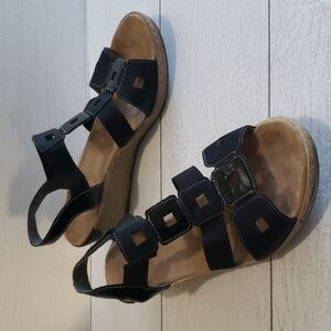 Rieker black elastic sling back straps woman sandals sandals size 37 (6)